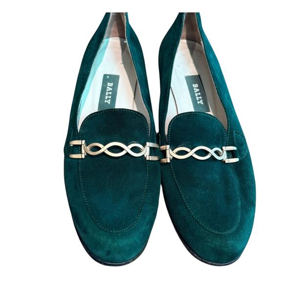 Bally of Switzerland April Hunter Green Suede Loafers Size 8 N Made in Italy - Picture 4 of 12